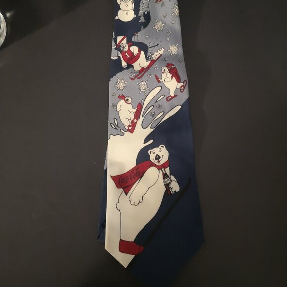 Vintage Collector Coca-Cola Glass & Tie Set w/ Always Cool Polar Bear Theme - Picture 4 of 7